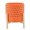 Kingston Living Ceramic Polka Dot Planter with Stand - 10" - Orange